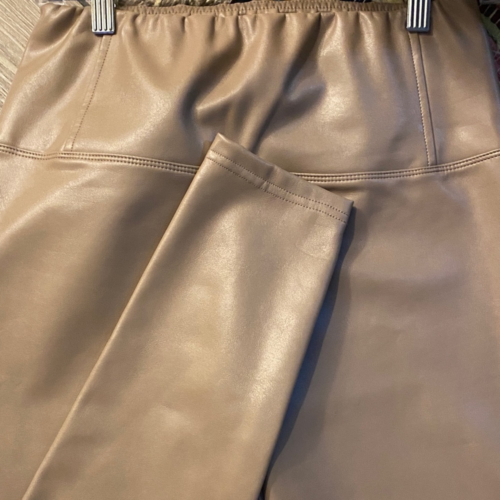 Wonderly Taupe Faux Leather Leggings